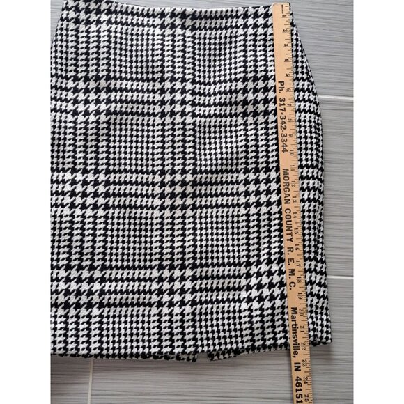 Vtg Liz Claiborne Houndstooth Black & White Pencil Skirt Size 6 Wool Blend - Picture 6 of 8